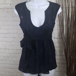 SOLD-J. Crew Dark Navy Pineapple Print Shirt Sz 2